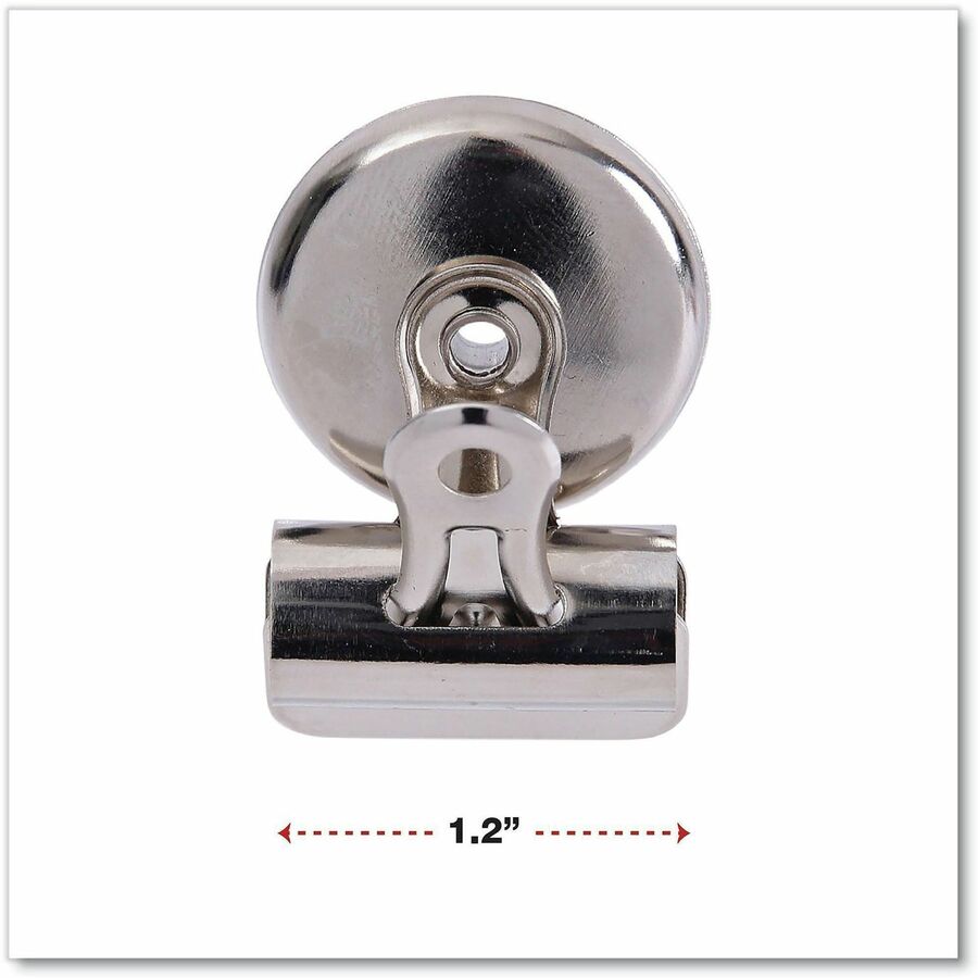 Universal Bulldog Magnetic Clips, Small, Nickel, 18/Pack - Small - 1.2" Width - 0.25" Size Capacity - Nickel - Nickel Plated Steel - 18 / Pack