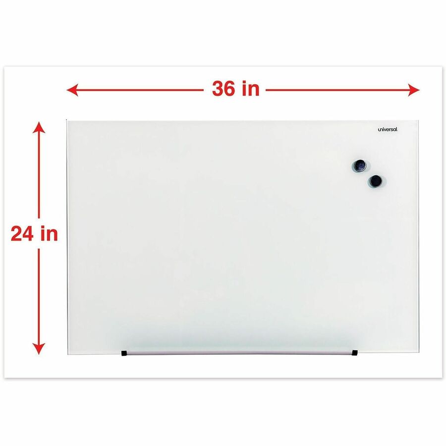 Universal Frameless Magnetic Glass Marker Board, 36" x 24" , Translucent Frost Surface - 36" (3 ft) Width x 24" (2 ft) Height - Translucent Frost Tempered Glass Surface - Magnetic - 1 Each
