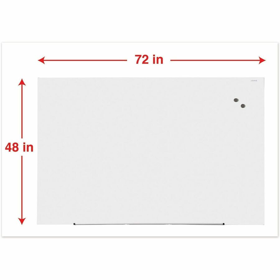 Universal Frameless Magnetic Glass Marker Board, 72" x 48" , White Surface - 72" (6 ft) Width x 48" (4 ft) Height - White Tempered Glass Surface - Magnetic - 1 Each