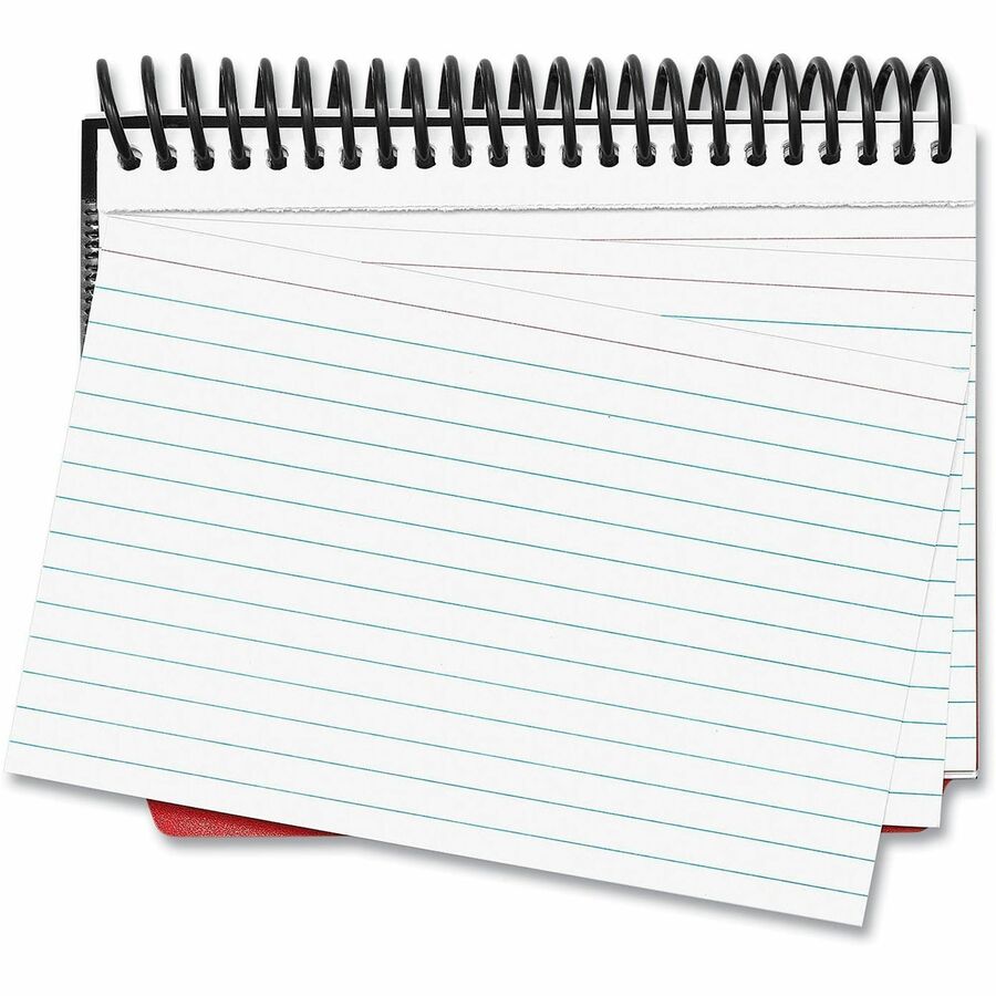 Universal Spiral Bound Index Cards, Ruled, 4 x 6, White, 120/Pack - 4" Width x 6" Length - White Poly Divider - Ruled - 120 / Pack