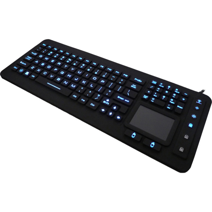 Ergoguys DSI waterproof LED keyboard with integrated touchpad, sealed keyplane — alternate view 1