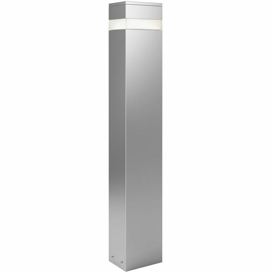Silver outdoor speaker light with low-profile enclosure for wall, ceiling, or surface mounting — alternate view 1