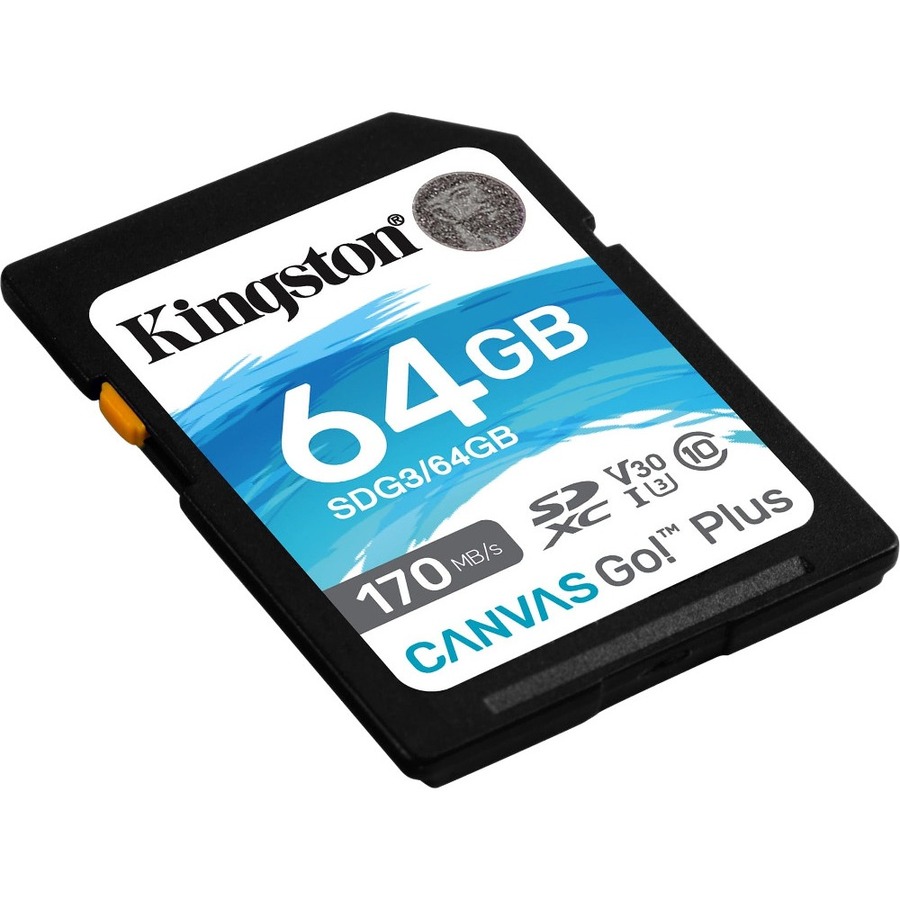Kingston Canvas Go! Plus SDG3 64 GB Class 10/UHS-I (U3) SDXC - 170 MB/s Read - 70 MB/s Write