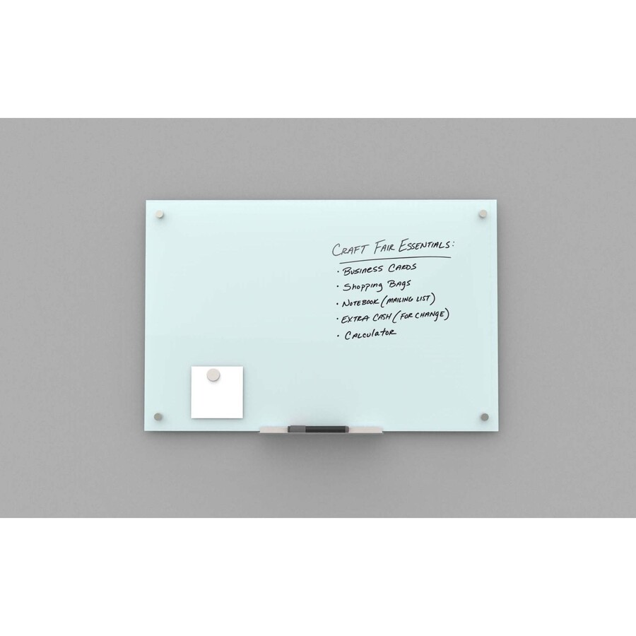 U Brands Magnetic Glass Dry Erase Board - 35" (2.9 ft) Width x 70" (5.8 ft) Height - Frosted White Tempered Glass Surface - Rectangle - Horizontal/Vertical - Magnetic - 1 Each