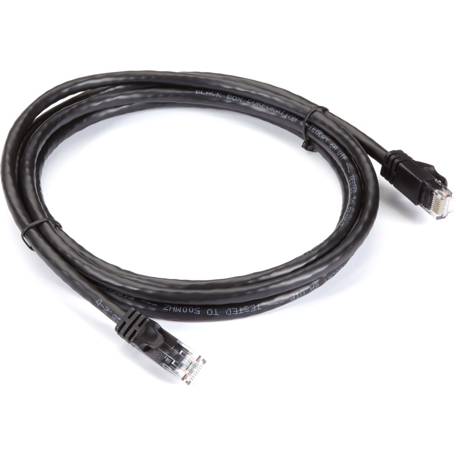 Black Box CAT6A 500-MHz STR Patch Cable Slim Molded Snagless Boot - UTP, CM PVC, BK, 10FT