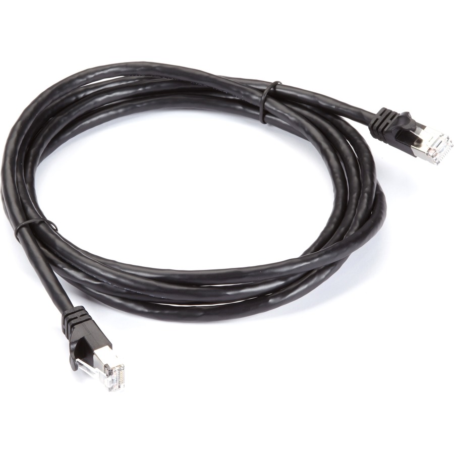 Black Box 10 ft CAT6A shielded snagless RJ-45 patch cable with black PVC jacket — alternate view 1