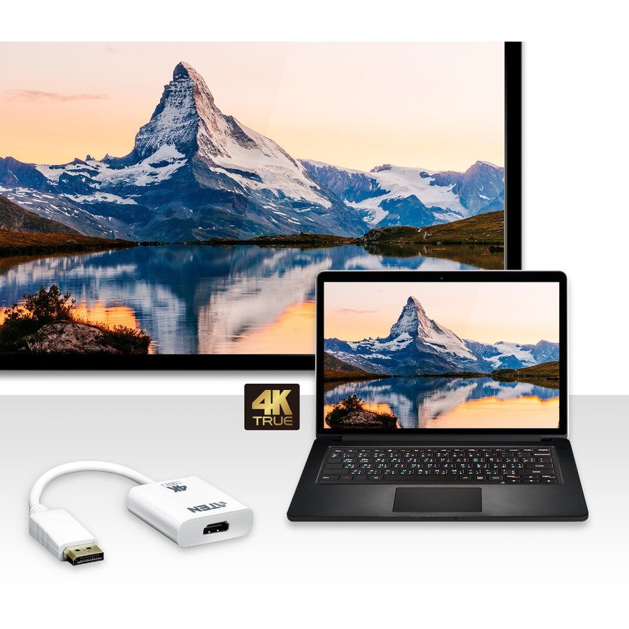 ATEN DisplayPort to True 4K HDMI Active Adapter - 4096 x 2160 - DisplayPort - 1 x HDMI Out - Plastic