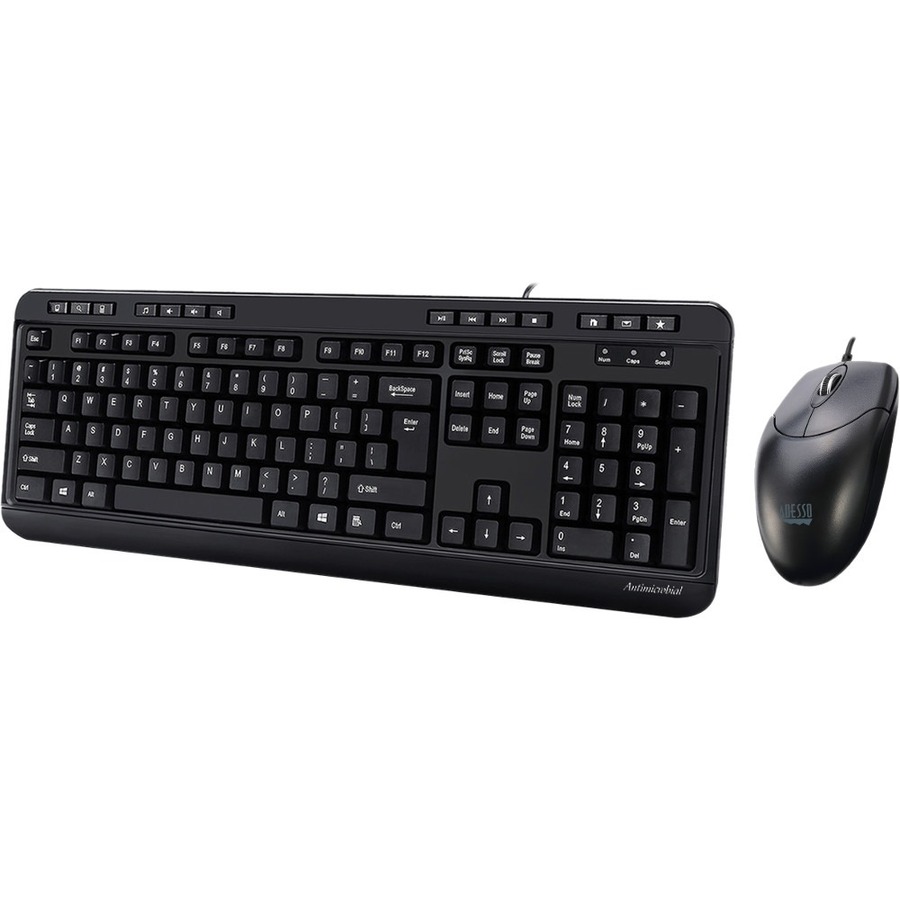 Adesso Antimicrobial Multimedia Desktop Keyboard and Mouse Combo