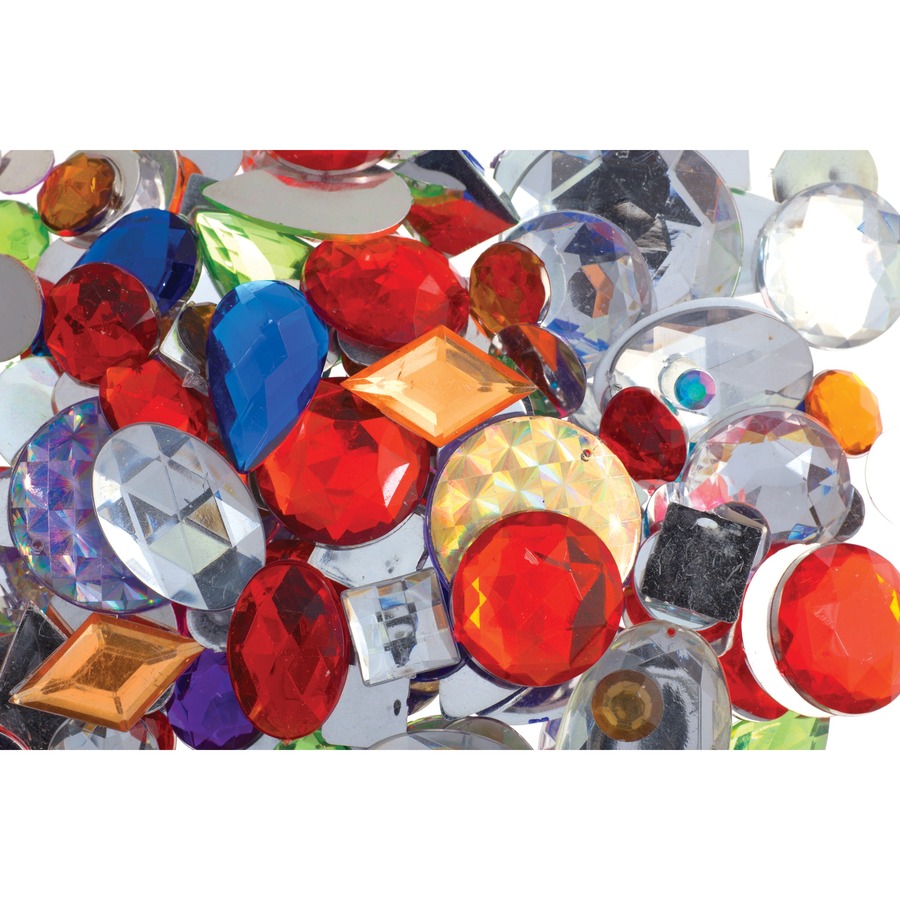 John Bead Jar - Gem Mix Flat Acrylic Stones Multi 250g - Collage, Artwork - 1 Each - Multi - Acrylic - Gem Stones, Sequins & Shells - JBD71500240