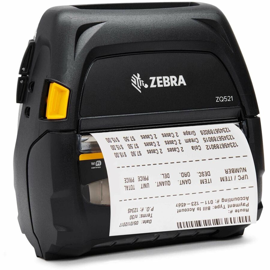 Zebra DT Printer ZQ521, media width 4.45''/113mm; English/Latin fonts, Bluetooth 4.X, stnd battery, US/Canada certs
