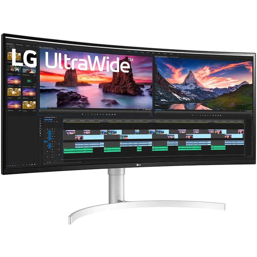 LG Ultrawide 38BN95C-W 38" Class UW-QHD+ Curved Screen Gaming LCD Monitor - 21:9 - Textured Black, Textured White, Silver