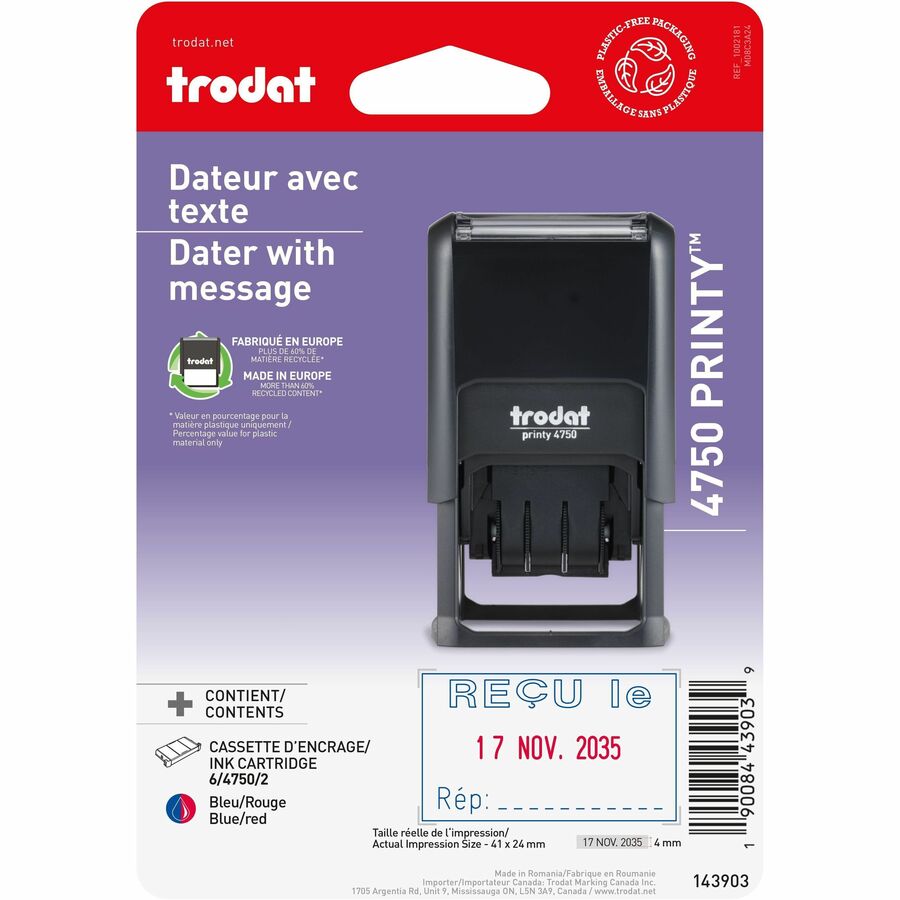 Printy Dater 4750 Self-Inking Date Stamp - French