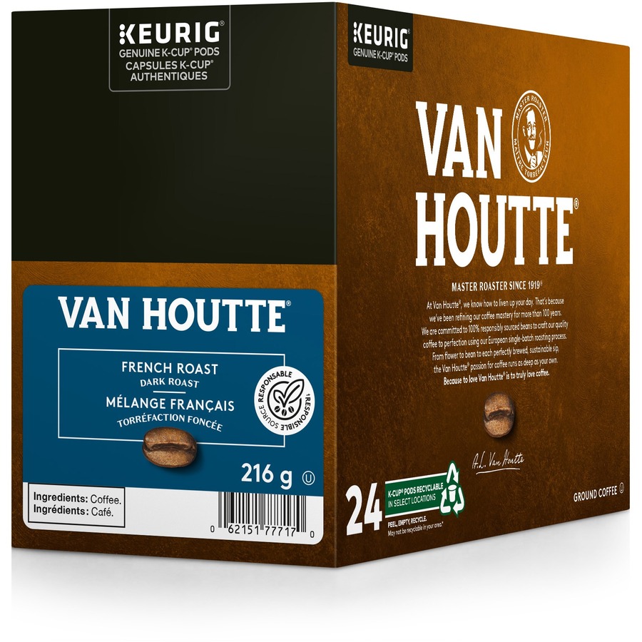 Van Houtte French Roast Coffee K-Cups - 24 / Box - Single Serve Pods - KEU4077917