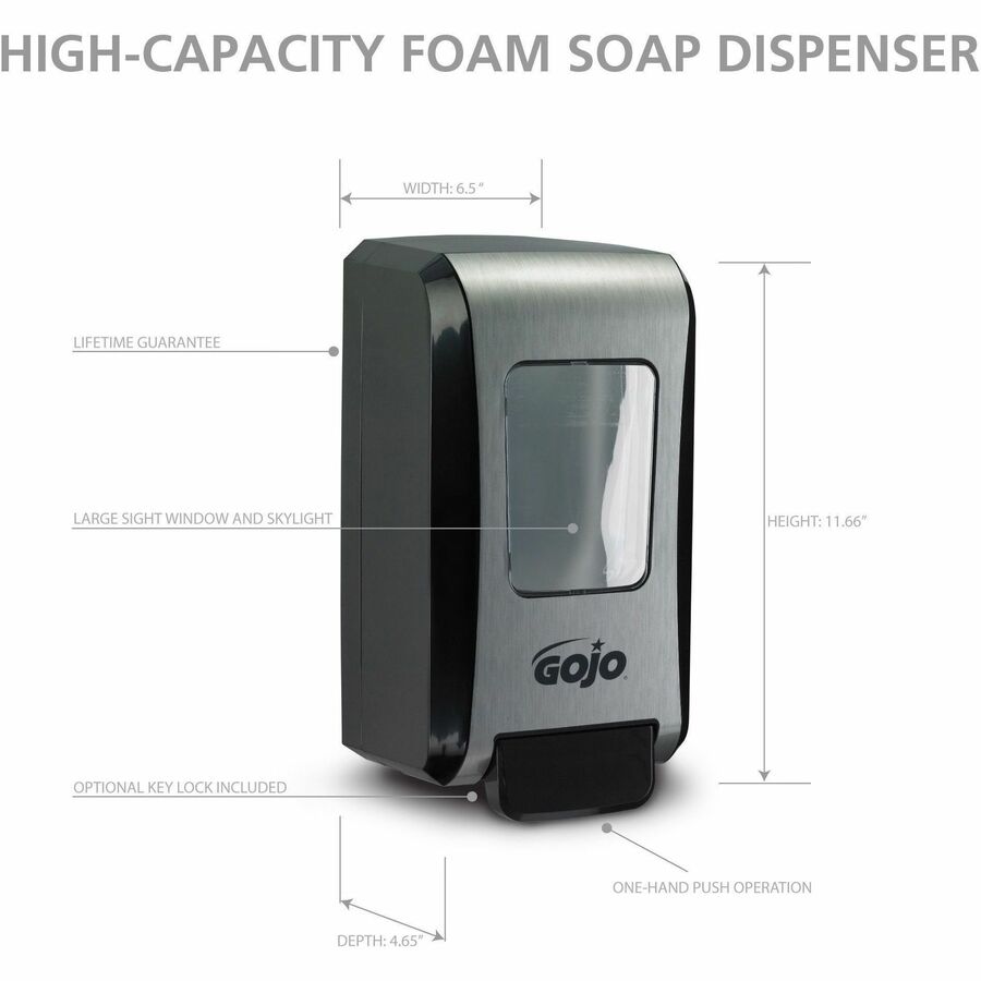 Gojo® Push-Style FMX-20 Foam Soap Dispenser - Manual - 2.11 quart Capacity - Wall Mountable, Durable, Rugged - 1Each