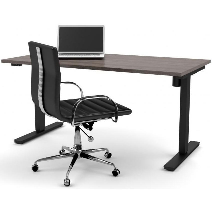 BeStar Adjustable Computer Table - Black Base x 1" Table Top Thickness - Dark Gray - Workstations/Computer Desks - BEX6586747