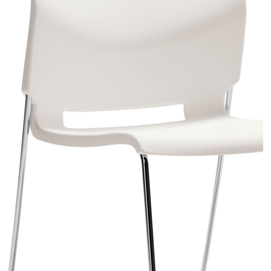 Global Popcorn Armless Chair, Polypropylene Seat & Back - Ivory Polypropylene Seat - Ivory Polypropylene Back - Steel Frame - 1 Each = GLB436345