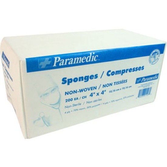 Paramedic Non-sterile Compresses 4" X 4" - 4" (101.60 mm) x 4" (101.60 mm) - 200/Pack - Rayon, Polyester -  - PME9991127