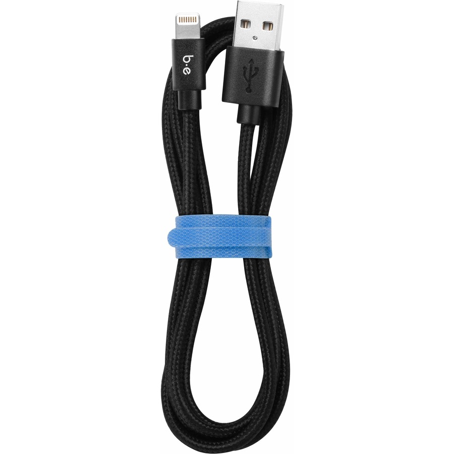 Blu Element Braided Charge/Sync Lightning to USB Cable 4ft Black - 4 ft Lightning/USB Data Transfer Cable for Wall Charger, Car Charger - First End: 1 x Lightning - Male - Second End: 1 x USB 2.0 - Male - Black - 1 Each = BEEB4MFIBK
