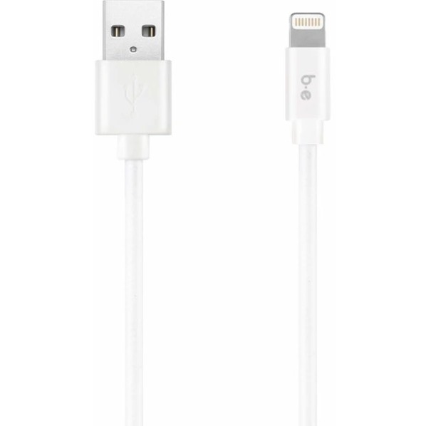 Blu Element Braided Charge/Sync Lightning to USB Cable 4ft White - 4 ft Lightning/USB Data Transfer Cable for Wall Charger, Car Charger - First End: 1 x Lightning - Male - Second End: 1 x USB 2.0 - Male - White - 1 Each = BEEB4MFIWH