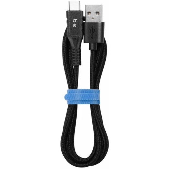 Blu Element Braided Charge/Sync USB-C Cable 4ft Black - 4 ft USB/USB-C Data Transfer Cable for Wall Charger, Car Charger, MacBook - First End: 1 x Type C Male USB - Second End: 1 x Type A Male USB - Black - 1 Each - USB Cables - BEEB4TCBK