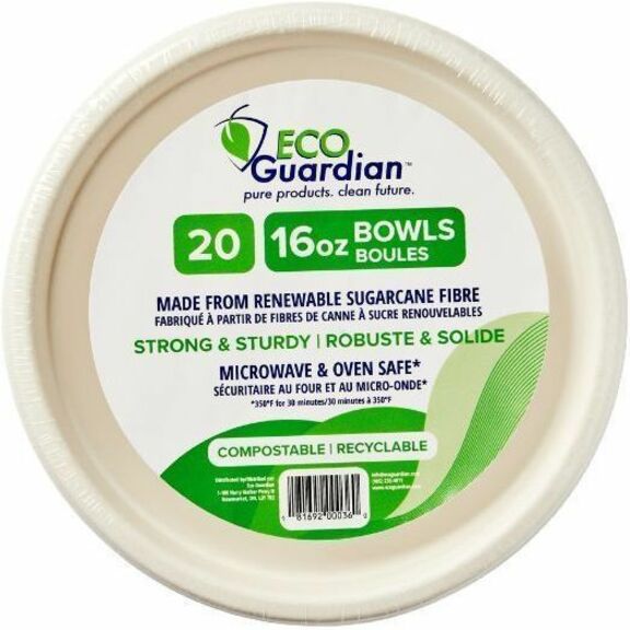 Eco Guardian 16 oz Compostable PLA-Lined Round Wide Mouth Bowls