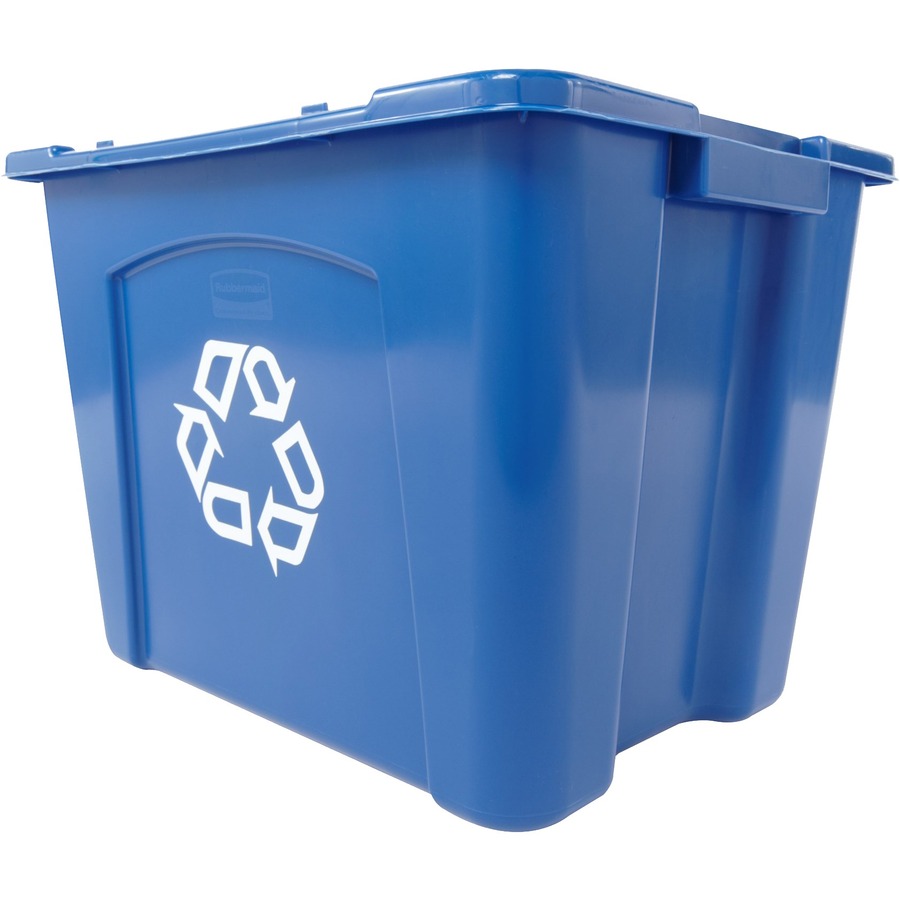 Rubbermaid Commercial Recycling Box 14 Gal Blue - 53 L Capacity - Handle - 14.8" Height x 16" Width x 20.8" Depth - Resin - Blue - 1 Each - Recycling Bins - RUB110734