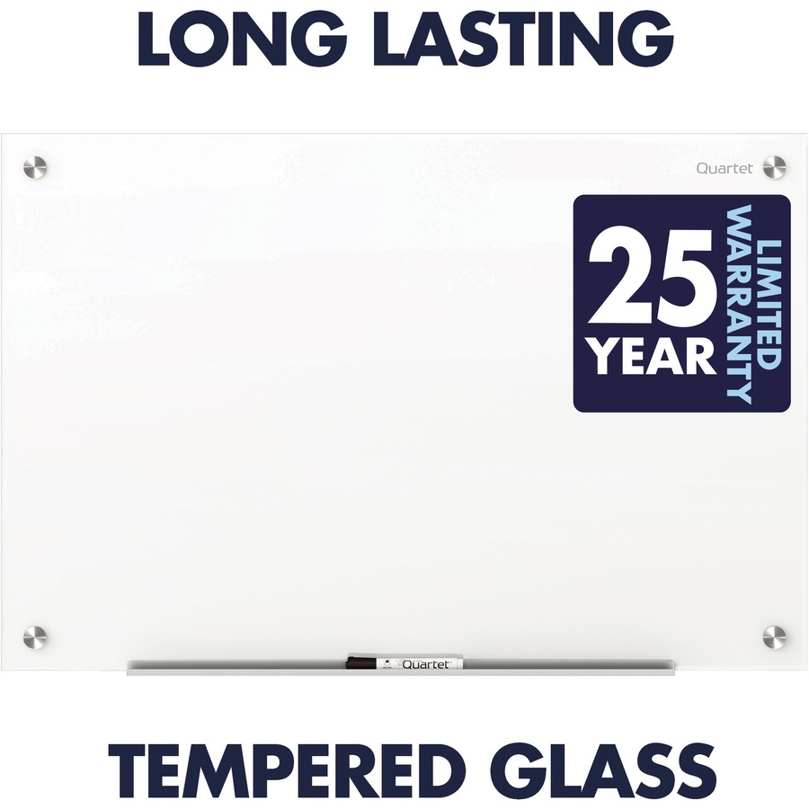 Quartet Brilliance Dry Erase Board - White Glass Surface - Rectangle - 1 Each - Dry-Erase Boards - QRTG23624W
