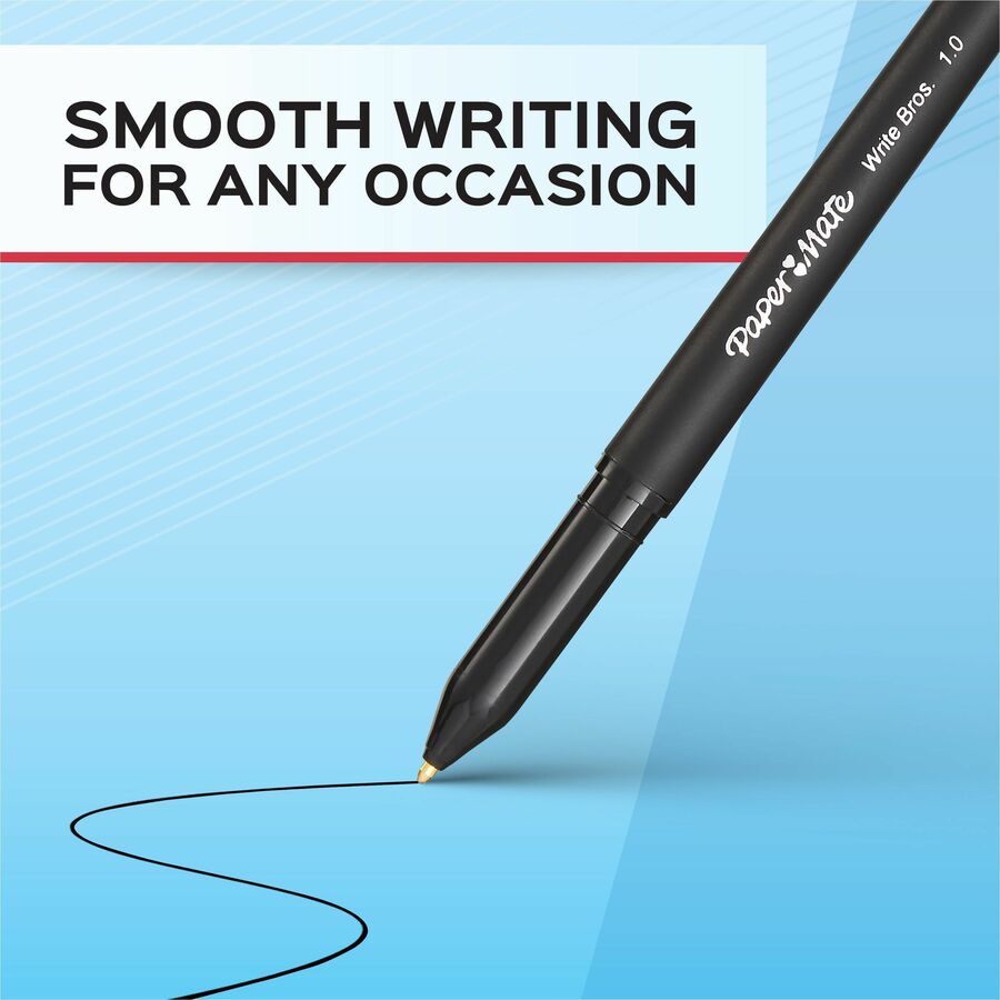 Paper Mate Write Brothers Ballpoint Stick Pen - Medium Pen Point - Black - Black Barrel - Ballpoint Stick Pens - PAP3331131C