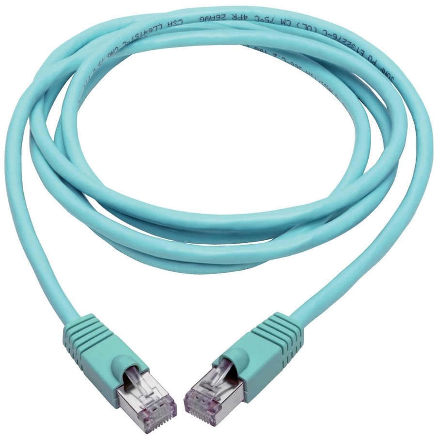 Eaton Tripp Lite Series Cat6a 10G Snagless Shielded STP Ethernet Cable (RJ45 M/M), PoE, Aqua, 8 ft. (2.43 m)