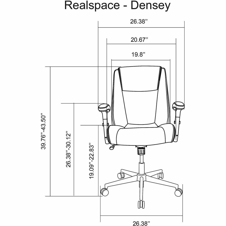 Realspace® Densey Bonded Leather MidBack Manager's Chair, Black/Silver Office Chairs Office