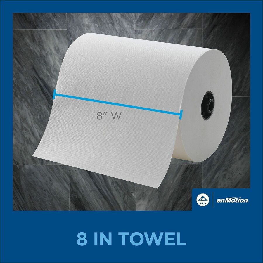 enMotion Paper Towel Rolls, 8 1/4" x 550', White, Case Of 6 Rolls - 1 Ply - 1 3/4" Core - White - 6 Rolls Per CaseCase - 6 / Case