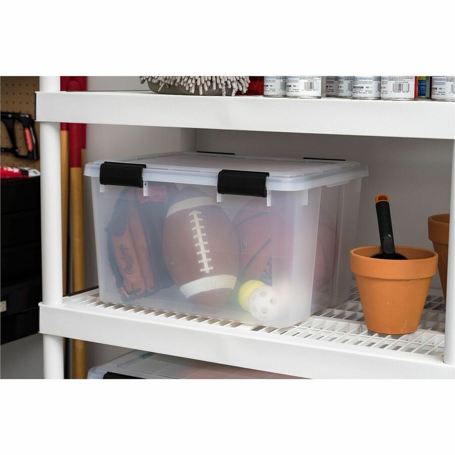 IRIS Weathertight Storage Box, 46 Quarts, 11 4/5"H x 15 4/5"W x 19 7/10"D, Clear - External Dimensions: 15.7" Width x 19.8" Depth x 15.7" Height - 40 lb - 11.65 gal - Latch Closure - Stackable - Plastic, Polypropylene - Clear - For Storage - 1 Each