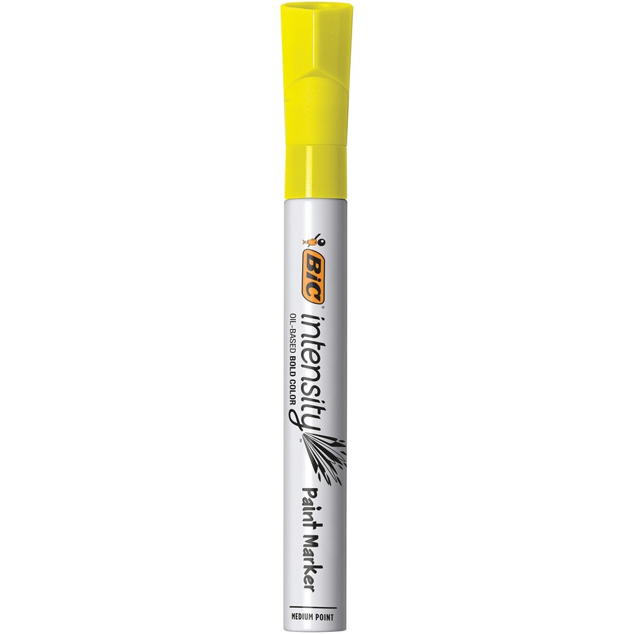 BIC Intensity Paint Marker - Bullet Marker Point Style - Yellow Oil Based Ink - 12 Pack