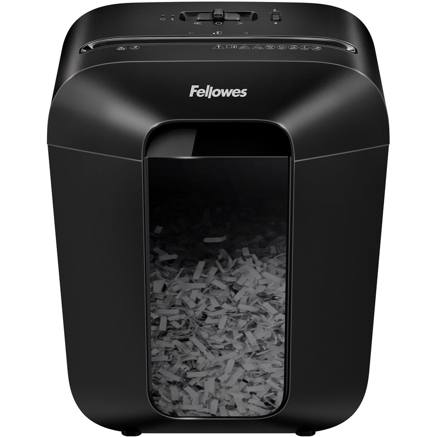 Fellowes LX45 Cross-cut Shredder - Non-continuous Shredder - Cross Cut - 8 Per Pass - for shredding Staples, Paper, Paper Clip, Credit Card - 0.156" x 1.563" Shred Size - P-4 - 6 Minute Run Time - 20 Minute Cool Down Time - 4 gal Wastebin Capacity - Black