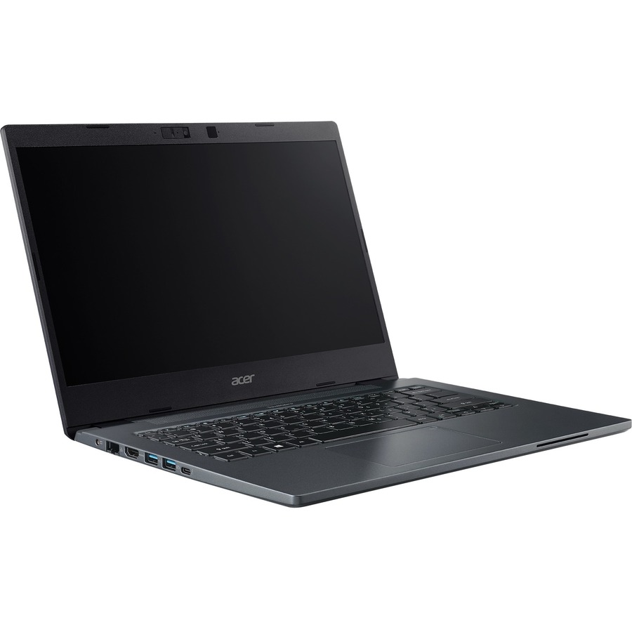 Acer TravelMate P414 business laptop with 14-inch Full HD IPS display, Intel Core i7, and slate blue chassis — alternate view 1
