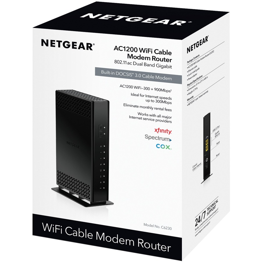 Netgear C6230 Wi-Fi 5 IEEE 802.11ac Cable, Ethernet Modem/Wireless Router