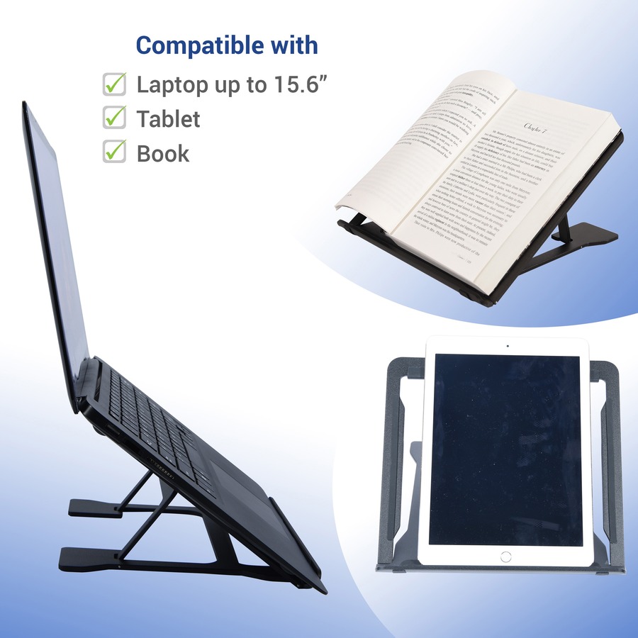 DAC Portable Laptop Stand With 6 Height Levels - Notebook, Tablet Support - Aluminum Alloy - Black