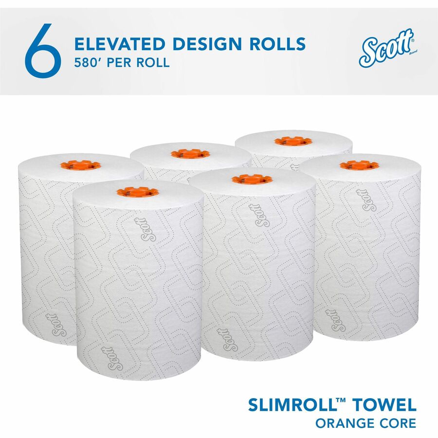 Scott Paper Towel - 8" x 580 ft - White, Orange - Paper - 6 / Box
