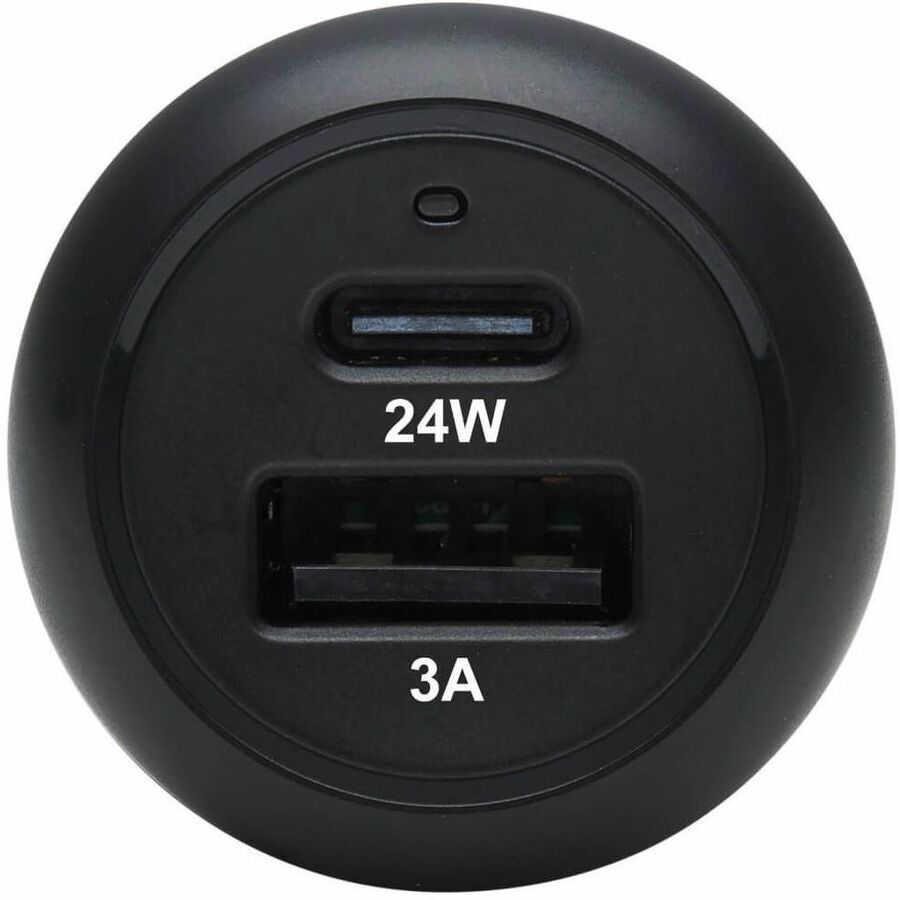 Eaton Tripp Lite Series Dual-Port USB Car Charger with 24W Charging - USB-C (24W) PD 3.0, USB-A (24W) QC 3.0, Black