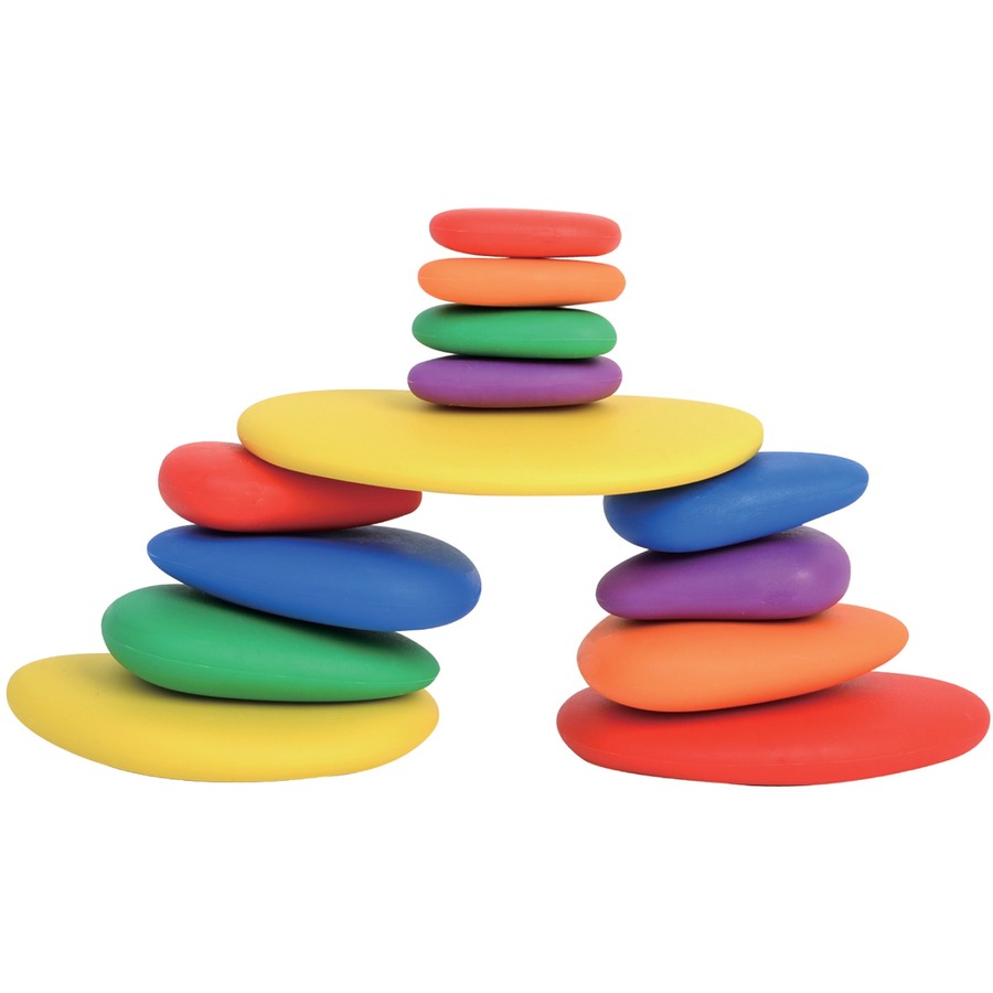 Learning Advantage Rainbow Pebbles - Skill Learning: Fine Motor, Construction, Mathematics, Counting, Creativity, Sorting, Visual Perception, Stacking, Tactile Stimulation - 3 Year & Up - 56 Pieces - Counting & Sorting - LAD13208