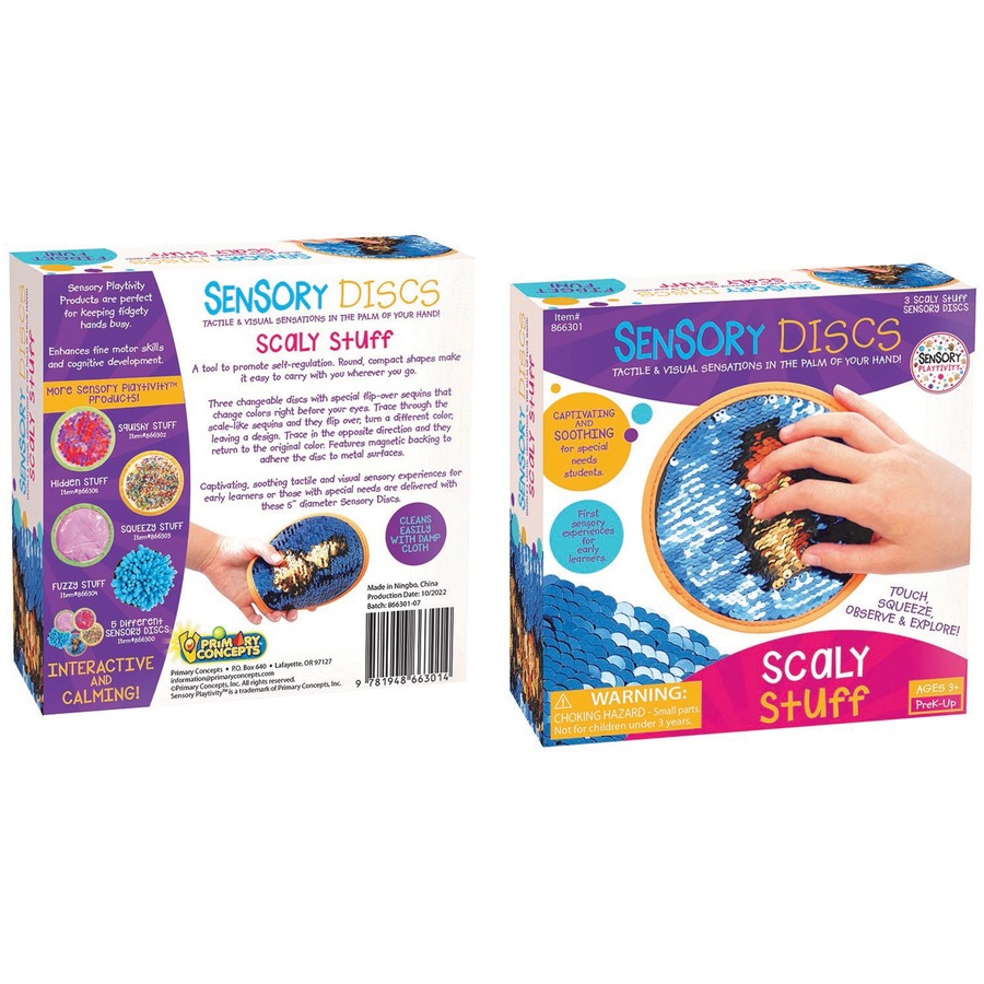 Primary Concepts Sensory Playtivity Scaly Stuff Sensory Discs - Skill Learning: Visual, Sensory, Exploration, Observation, Tactile Stimulation - 5 Year & Up - Tactile Input-Fidgets - PCC866301