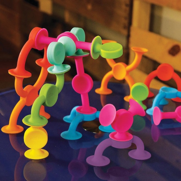 Fat Brain Toys Squigz 2.0 - Skill Learning: Creativity, Fine Motor, Spatial Reasoning, Creativity, Exploration, Science Experiment - 3 Year & Up - 36 Pieces - Green, Yellow, Pink, Light Blue, Purple, Orange, Red, Light Green - Creative Learning - FBT2432