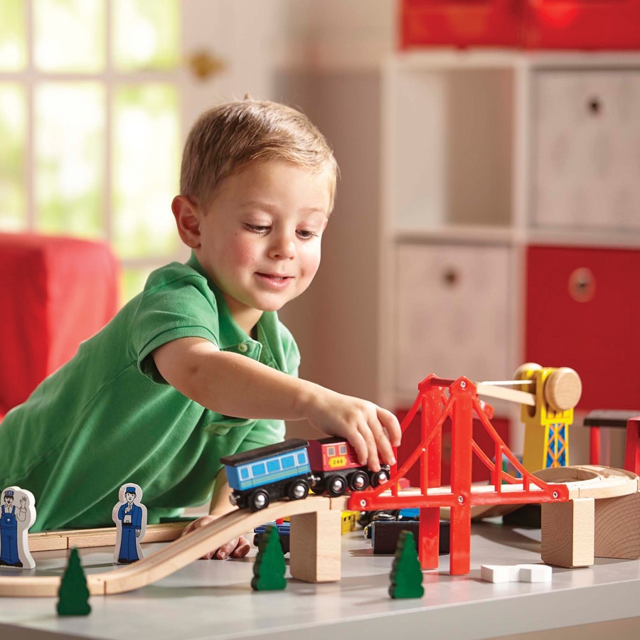 Melissa & Doug Wooden Railway Set - 3+ Age - Creative Learning & Toys - LCI10701