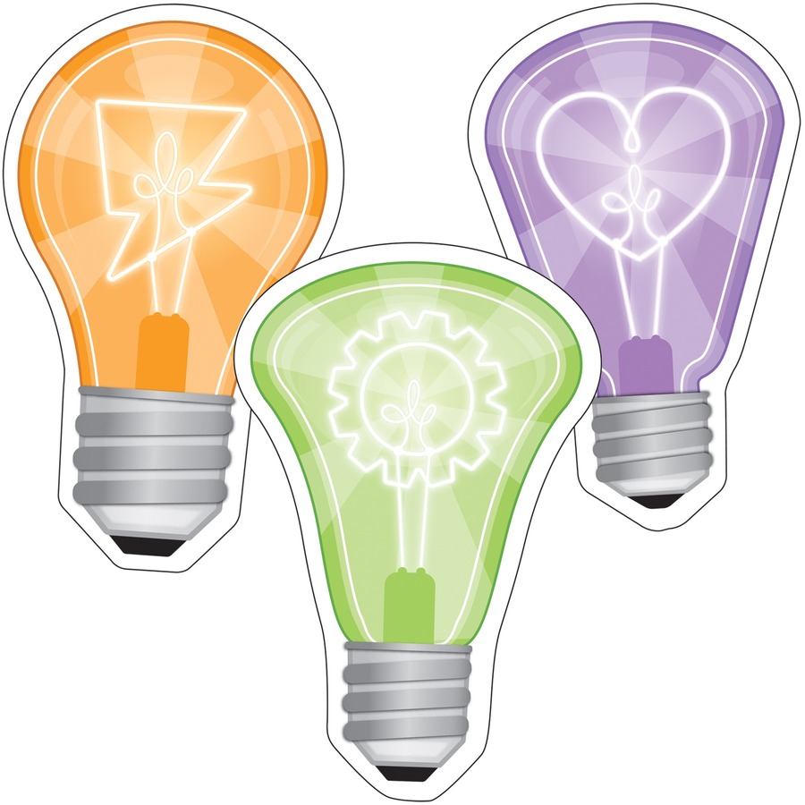 Carson Dellosa Education Glow in the Dark Light Bulbs Cut-Outs - Glow In The Dark Light Bulbs - Durable - 6.17" (156.7 mm) Height x 4.06" (103.1 mm) Width - Purple, Blue, Green, Orange, Pink, Yellow - Card Stock - 51 / Pack - Accents - CDP120225