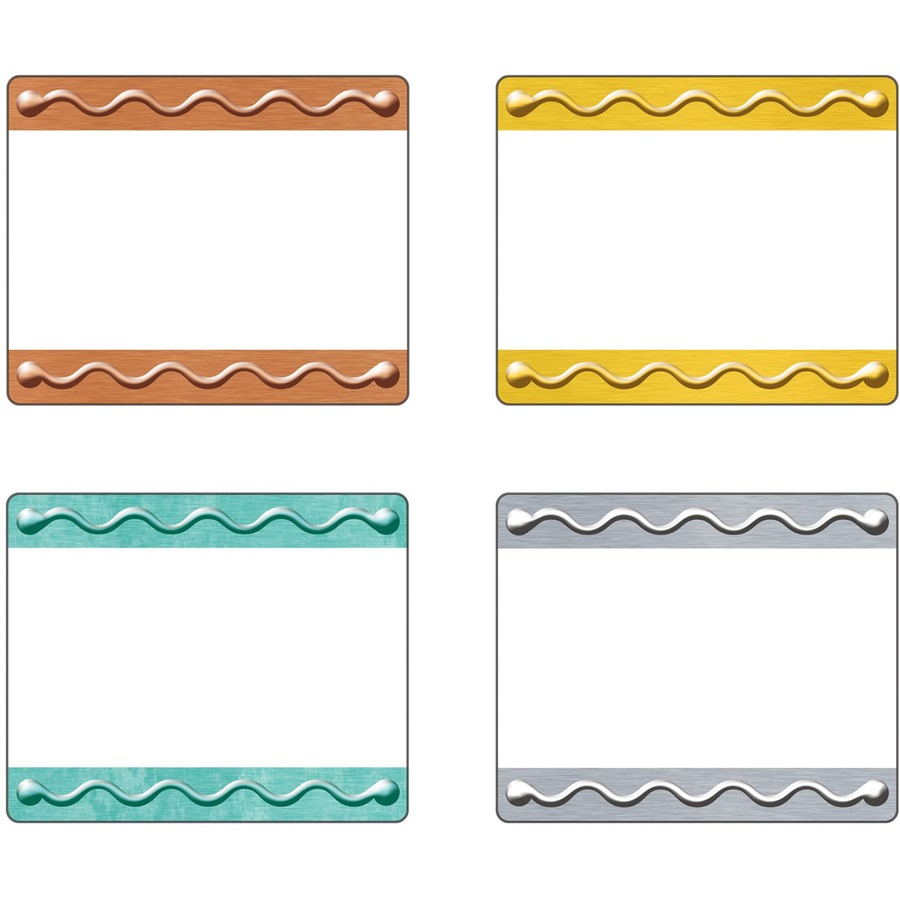 Trend I ? Metal Embossed Terrific Labels Variety Pack - 2 1/2" x 3" Length - Self-adhesive Adhesive - 36 / Pack - Name Tags - TEPT68911