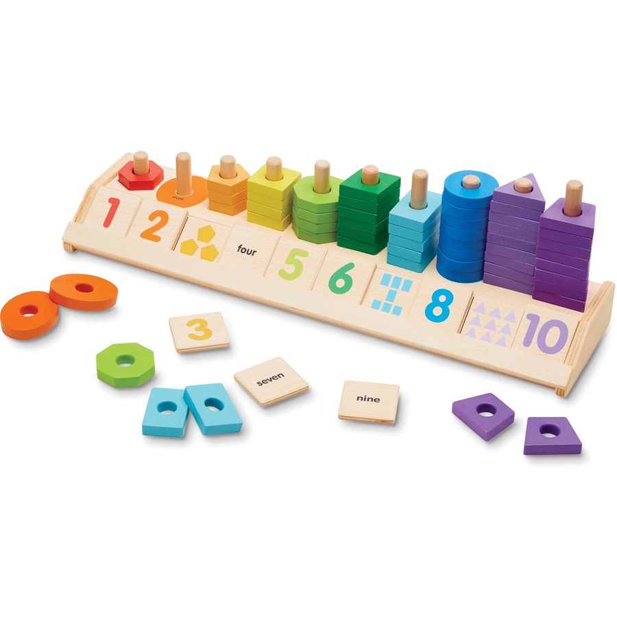 Melissa & Doug Wooden Counting Shapes Stacker, 66 Pieces 