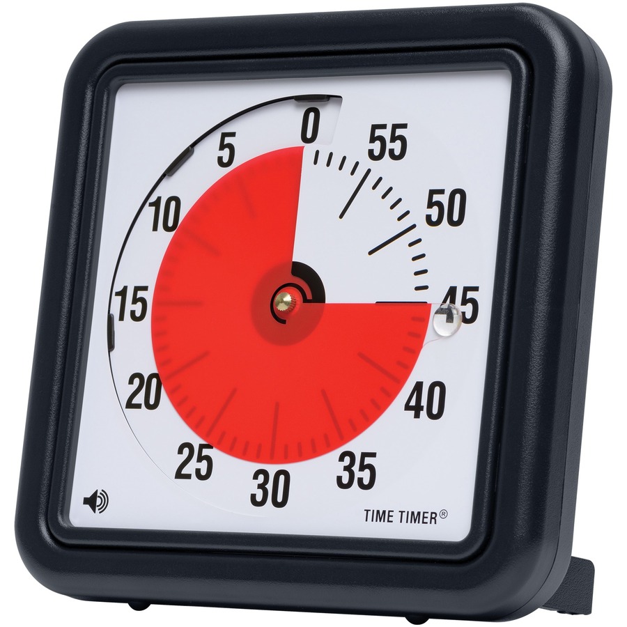 Time Timer Original Analog Timer - 1 Hour - For Classroom, Testing - Black, Red - Time - TTMMA1