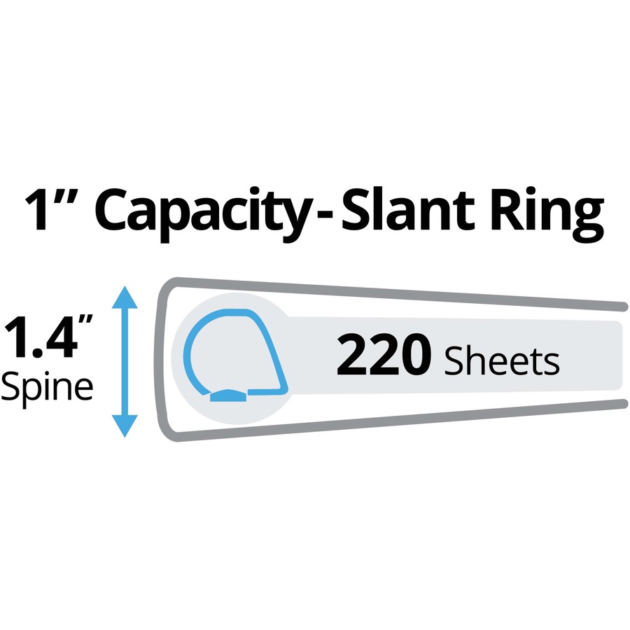 Avery® Ring Binder - 1" Binder Capacity - Letter - 8 1/2" x 11" Sheet Size - 250 Sheet Capacity - 3 x Slant Ring Fastener(s) - 2 Pocket(s) - Polypropylene - Recycled - Pocket, Durable, Tear Resistant, Flexible, Split Resistant, Sturdy, Long Lasting - 