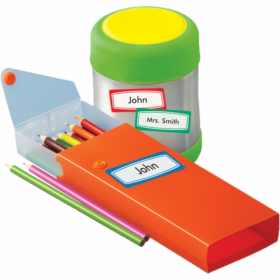 Avery Kids Gear Durable Labels - 3/4" Height x 1 3/4" Width - Permanent Adhesive - Rectangle - Laser, Inkjet - Matte - Assorted, Green, Blue, Red - Film - 12 / Sheet - 90 Total Sheets - 1080 Total Label(s) - 18 / Carton - Water Resistant - PVC-free, Perma