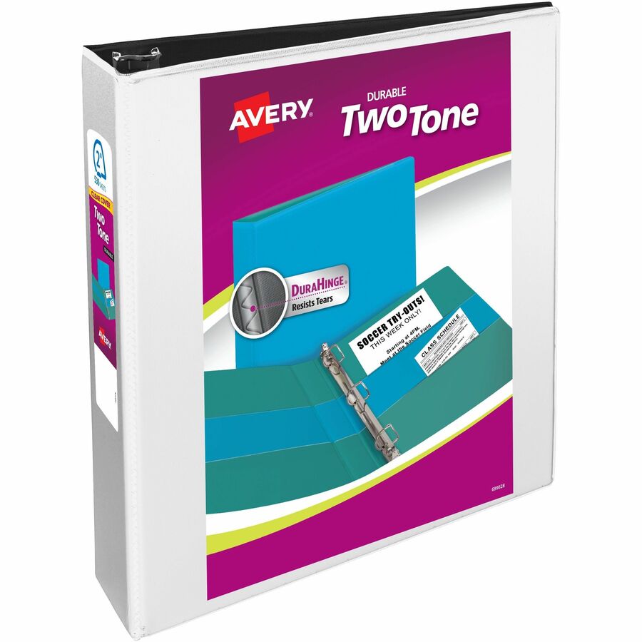 Avery® Ring Binder - 2" Binder Capacity - Letter - 8 1/2" x 11" Sheet Size - 530 Sheet Capacity - Slant Ring Fastener(s) - 4 Pocket(s) - Polypropylene - Violet, Mint, White - Recycled - Pocket, Durable, Tear Resistant, Split Resistant - 6 / Carton